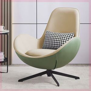 Fauteuil pivotant de style europé<span class=keywords><strong>en</strong></span> moderne avec revêtement <span class=keywords><strong>en</strong></span> <span class=keywords><strong>cuir</strong></span> PU et structure <span class=keywords><strong>en</strong></span> métal, forme ronde, meubles durables pour <span class=keywords><strong>salon</strong></span> - Product Image 4