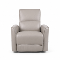 Fauteuil inclinable électrique moderne avec base pivotante, revêtement en cuir, fonction extensible et structure en bois