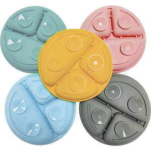 Assiette à dîner en silicone colorée pour enfants ODM/OEM avec ventouse, compartiments pour aliments complémentaires, design mignon, sans BPA, qualité alimentaire - Product Image 4