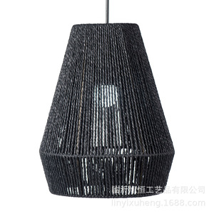 Handmade Woven Paper <b>Rope</b> Lampshade XH23-020 For Cafes Restaurants Decorative Pendant <b>Light</b> Yellow Black Color - Product Image 5