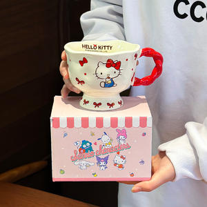 Taza de cerámica Sanrio My Melody, diseño de dibujos animados en rosa con asa, para regalo y uso diario. - Product Image 5