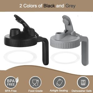 Gray Color 86mm PP Plastic Non-Spill Flip Top Cap Wide Mouth Jar Pour Spout Lids - Product Image 5