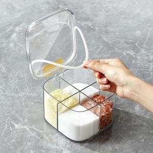 4 Pack 4 in 1 Divided Transparent Plastic Spice Dispenser Salt and Pepper Sugar <b>Herbs</b> Seasoning Container Spice <b>Box</b> Set - Product Image 6