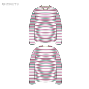 OEM quần áo các nhà sản xuất tùy chỉnh thêu logo cotton chất lượng cao unisex T-Shirts ODM dài tay áo sọc Vòng cổ <span class=keywords><strong>Tee</strong></span> - Product Image 2