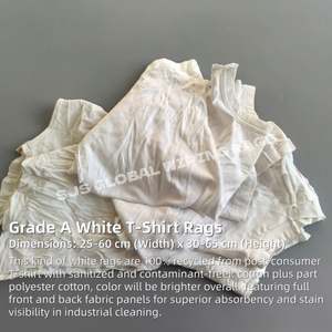 Chiffons de nettoyage en coton blanc recyclé 100% (chiffons de t-shirts usagés) - Product Image 2