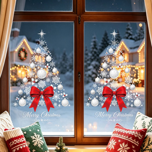 Autocollants statiques <span class=keywords><strong>de</strong></span> Noël pour fenêtres, décorations <span class=keywords><strong>de</strong></span> Noël blanches, <span class=keywords><strong>sapin</strong></span>, nœud, flocon <span class=keywords><strong>de</strong></span> neige, autocollants pour fenêtres sans adhésif, autocollants en PVC pour la décoration <span class=keywords><strong>de</strong></span> la maison en période des fêtes - Product Image 5