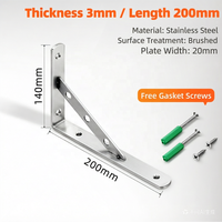 MAYS NG 140*200*3 Support d'angle en acier inoxydable robuste pour étagères murales triangulaires