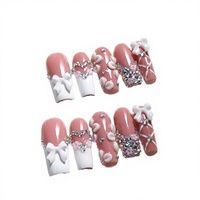 Ongles artificiels pré-dessinés à couverture complète avec colle, qualité salon, carrés en PMMA, forme Stiletto, motif papillon