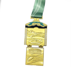 多距离马拉松完赛奖牌（5公里/21公里/42公里），带可拆卸牌和定制丝带，适用于体育赛事 - Product Image 4