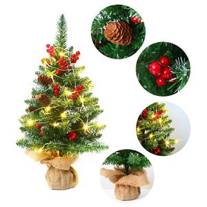 Venta al por mayor de fábrica: Mini árbol de Navidad artificial de 45 cm con conos de pino, planta de simulación para escritorio, adornos y decoraciones navideñas para oficina. - Product Image 2