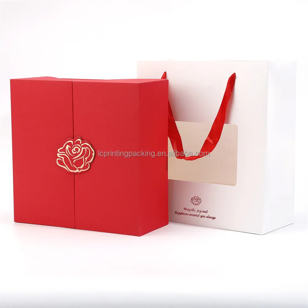 2024 neuer trend doppelseitige offene rosenprägung textur papier geschenkverpackung blumenboxen für muttertag