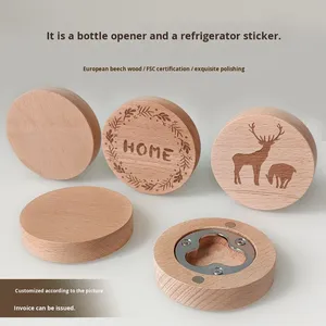 Hiện đại rắn gỗ mở chai đám cưới bằng gỗ bia mở Laser khắc mô hình corkscrews mở tủ lạnh từ tính - Product Image 2