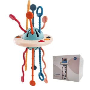 Kleinkind lernen Spielzeug Abzieher Silikon Pull String Toy Ball Interaktive frühe Bildung Finger Training Rassel Baby Beiß spielzeug