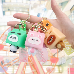 Phim hoạt hình gấu trúc dẫn <span class=keywords><strong>Keychain</strong></span> sữa cốc sữa hộp hình dạng Keyring với ánh sáng - Product Image 1