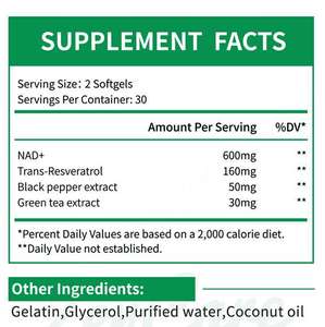 Venta al por mayor de alta calidad Nad suplemento cápsulas blandas con extracto de pimienta negra extracto de té verde - Product Image 2