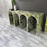 Table console moderne en marbre noir Nero Marquina avec rangement pour salon
