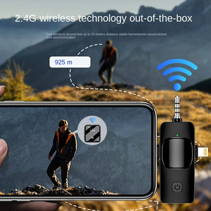 Microphone sans fil F11-2 à succès – Connecteur 3-en-1 mains libres pour reportage – <span class=keywords><strong>Micro</strong></span>-cravate sans fil pour téléphone portable - Product Image 5