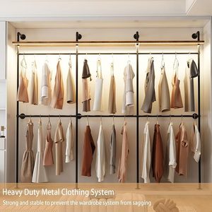 Industrial Pipe Clothes Racks with Shelves <strong>Wall</strong> Mounted Heavy Duty Industrial Pipe <strong>Shelving</strong> - Product Image 2