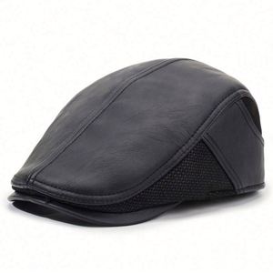Wholesale New Arrival Outdoor Warm Winter Flat Top Ivy <b>Hat</b> with Pu Bill Casual Fashion Checked Design Earflap Beret <b>Hat</b> <b>for</b> Men - Product Image 6