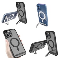 Casing Pelindung Magnetik Transparan dengan Penyangga untuk iPhone 17 Air 16 Pro Max 15 14 13 12 Plus 11, Grosir Casing Ponsel