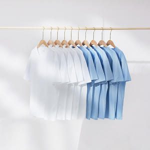 T-shirt à manches courtes en coton lourd 230g pour <span class=keywords><strong>homme</strong></span>, été, 100% tricoté, couleur unie, ample, décontracté, col rond, tendance, marque, tee-shirt vierge - Product Image 2