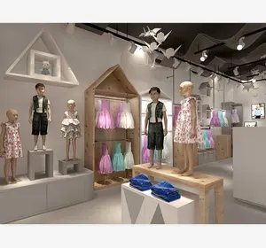 중국 도매 키즈 샵 디스플레이 가구 장식/베이비 숍 인테리어 디자인 옷 저장소