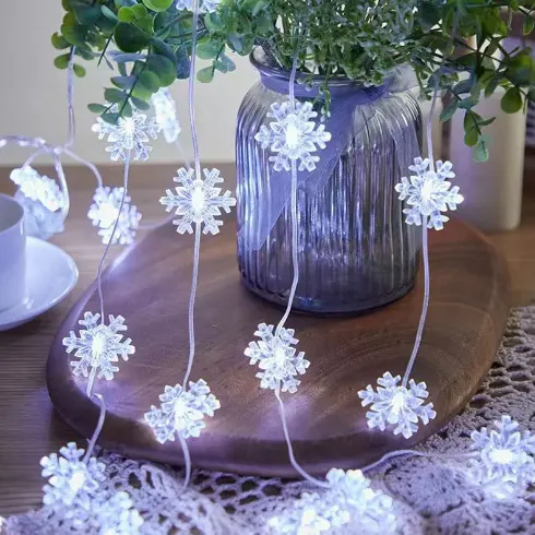 Fairy lights snowflake led copper wire string light for christmas home party battery operated