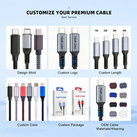 Cable USB C de Fábrica Personalizado, 240W 5A 48V, Cable de Carga Rápida Tipo C de 1m 2m 3m, Cable Trenzado USB-C a USBC para Transferencia de Datos y Carga