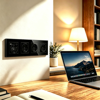 Prise murale UBARO 4 gangues EU avec ports USB A+C 16A 220V, panneau en verre trempé et ABS, 295mm