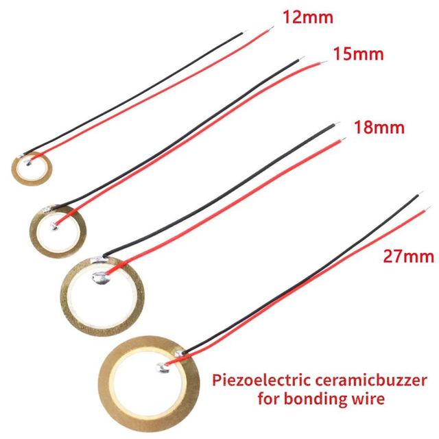 5/10/20PCS Buzzer Piezoelectric Piezo Ceramic Wafer Plate Piezo Element Diameter 12MM 15MM 18MM 20MM 27MM 35MM 50MM with Wire