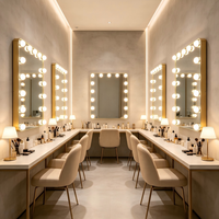 Miroir de maquillage mural Hollywood avec ampoules LED, cadre en métal doré, commande tactile, idéal pour dressing