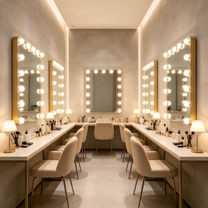 Hot Wall Mounted Hollywood <b>Vanity</b> Mirror with <b>LED</b> Bulbs Golden Metal Frame Touch Control Makeup Mirror for Dressing Room - Product Image 6