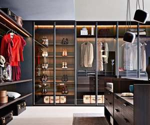 Custom Luxury Modern Wooden Wardrobe with <b>Glass</b> Doors for <b>Bedroom</b> <b>Furniture</b> and Clothes Storage Floor Mount - Product Image 2