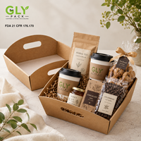 Panier cadeau vide en papier kraft avec poignées pour café, thé, collations, aliments gourmands, cadeaux de fêtes, vente en gros