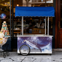 Tragbarer Gelato-Wagen Voll Ausgestatteter Eiswagen aus Edelstahl Mobiler Eiswagen