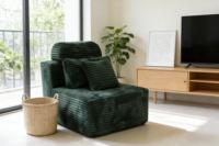 Fauteuil canapé compressé côtelé couleur personnalisée, emballé sous vide, gain de place, sans structure, entièrement en mousse, taille sur mesure pour hôtel et atelier