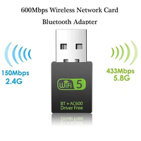Adaptateur WiFi USB double bande 600 Mbps 2,4/5 GHz avec Bluetooth, Dongle récepteur sans pilote pour PC/ordinateur portable, En stock !