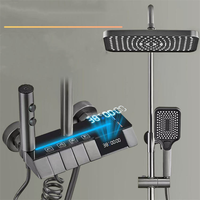 Ensemble de robinetterie de douche murale moderne avec affichage numérique de la température LED, 4 fonctions, aluminium, céramique, garantie de 2 ans