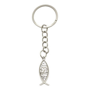 Recuerdos Religiosos <span class=keywords><strong>para</strong></span> <span class=keywords><strong>Bautizo</strong></span> PAFU, Regalos Cristianos, Llaveros con Forma de Pez de Jesús con Bolsa y Etiqueta de Agradecimiento - Product Image 3