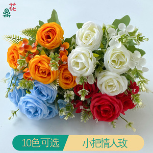 Bouquet de roses artificielles en soie, style naturel fait main, décoration d'intérieur, Saint-Valentin - Product Image 3