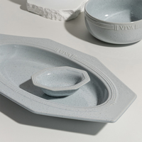 Assiettes ovales profondes en céramique de style européen, en porcelaine pure, pour sauce soja, rose/bleu/blanc – Vente en gros usine
