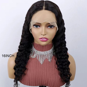 RG156 RG Grade 10A 10 pouces 12 pouces 14 pouces 16 pouces 18 pouces deep wave couleur naturelle perruque cheveux vierges 150% Transparent T Lace Wig fournisseur - Product Image 1
