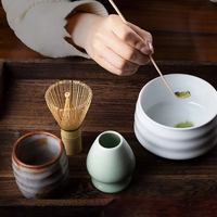 Ensemble d'outils pour la cérémonie du thé Matcha à la japonaise - Fouet à Matcha, cuillère à thé en bambou, bol à thé en céramique - Ensemble durable et écologique en trois pièces