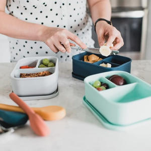 Lonchera de silicona de grado alimenticio con tres compartimentos, rectangular, con tapa de plástico, gran capacidad, apta para microondas, para uso en la oficina - Product Image 4