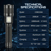 Lampe torche rechargeable multifonctionnelle CHHI avec modes stroboscopiques, LED haute luminosité, lampe de secours