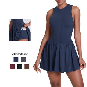 جودة عالية سستة الوقوف طوق اللباس مع جيب المضادة للانزلاق في الهواء الطلق تشغيل تنورة تنس للنساء الشعار الأمامي - Product Image 1