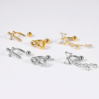 Gaby Edelstahl 8-förmiger Schmetterlings-Ketten-Bauchnabelpiercing, galvanisiert, mit Zirkonia, Außengewinde, Bauchnabelschmuck
