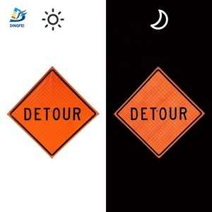 Vinyle Réfléchissant Temporaire Pliable Orange Durable Construction Roll Up Panneau de Signalisation Détour - Product Image 4