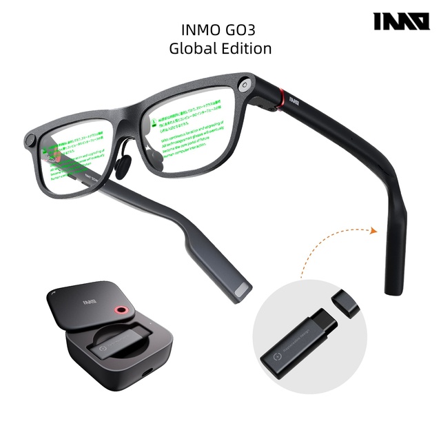 Global Edition Inmo GO3 AI Translastion Smart Glasses, Realtime Translate Text in Your Eyes AR Glasses with Camera, AI Assistant