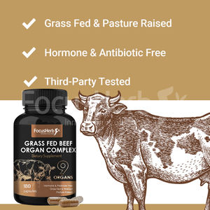 FocusHerb Complément Naturel 9 Organes de Bœuf Nourri à l'Herbe (Foie, Cœur, Reins, Cerveau, Thym, Poumon, Rate, Vésicule Biliaire) en Capsules - Product Image 4